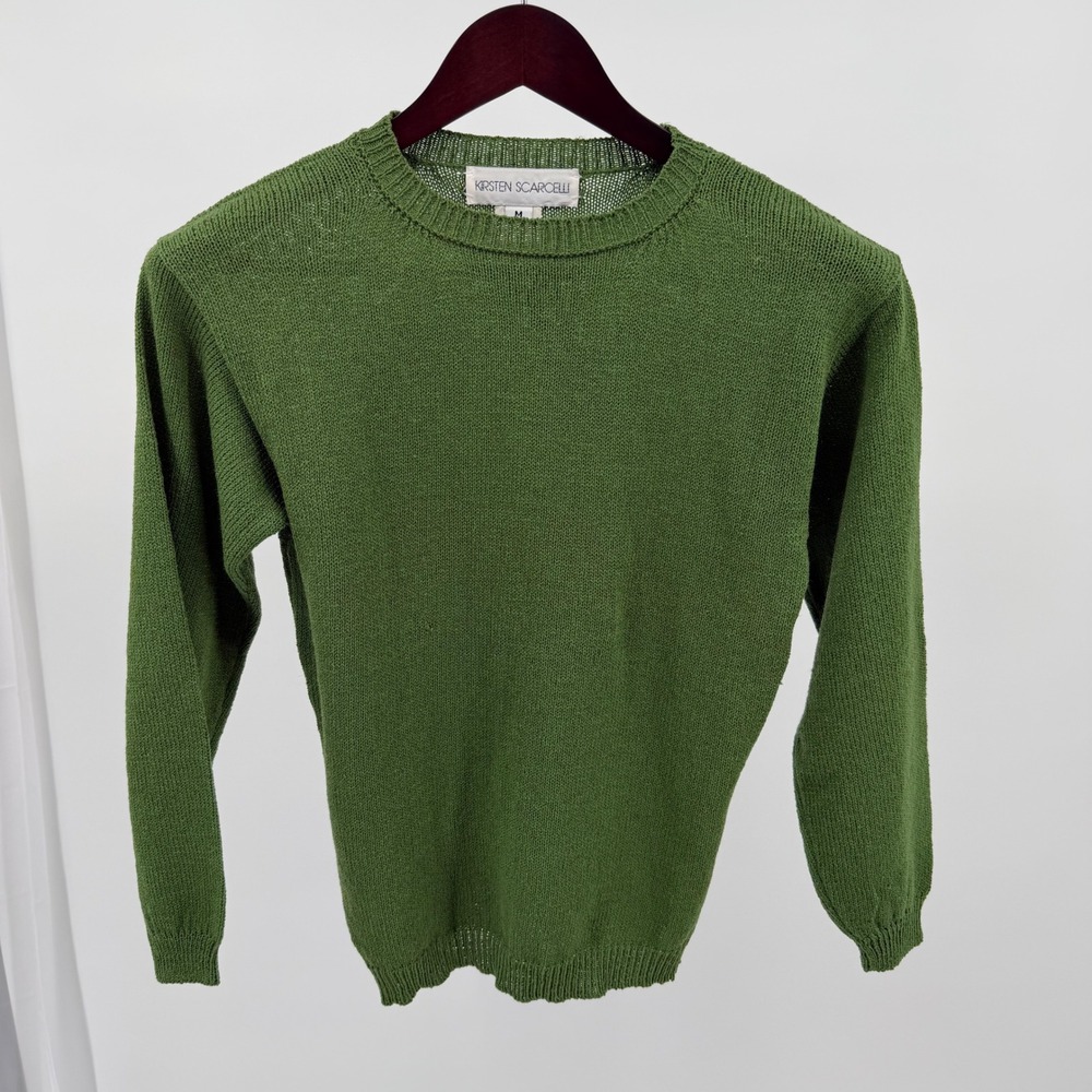 Kirsten Scarcelli Mohair Sweater M 74% Mohair Wool Green USA Vintage Minimalist